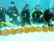 Kürbisschnitzen unter Wasser in den Florida Keys