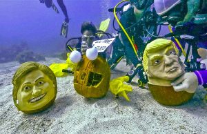 Clinton und Trump tauchen ab Hillary Clinton und Donald Trump (c) Bob Care/Florida Keys News Bureau/HO